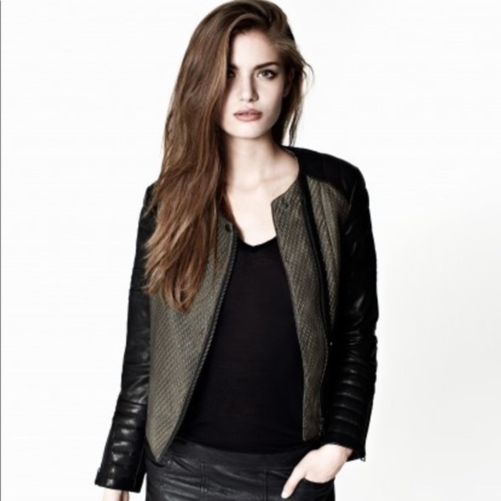ALL SAINTS ABEL LEATHER MIX JACKET